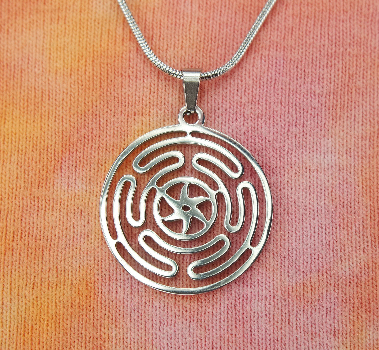 Wheel of Hecate Necklace or Earrings Hekate Strophalos Charm Pendant Stainless