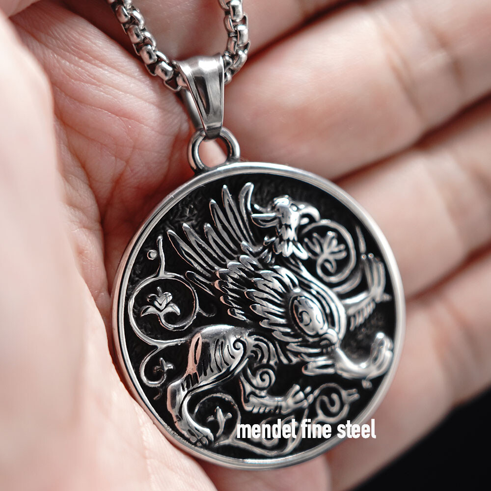 MENDEL Mens Egyptian Egypt Mythology Protection Griffin Pendant Necklace For Men