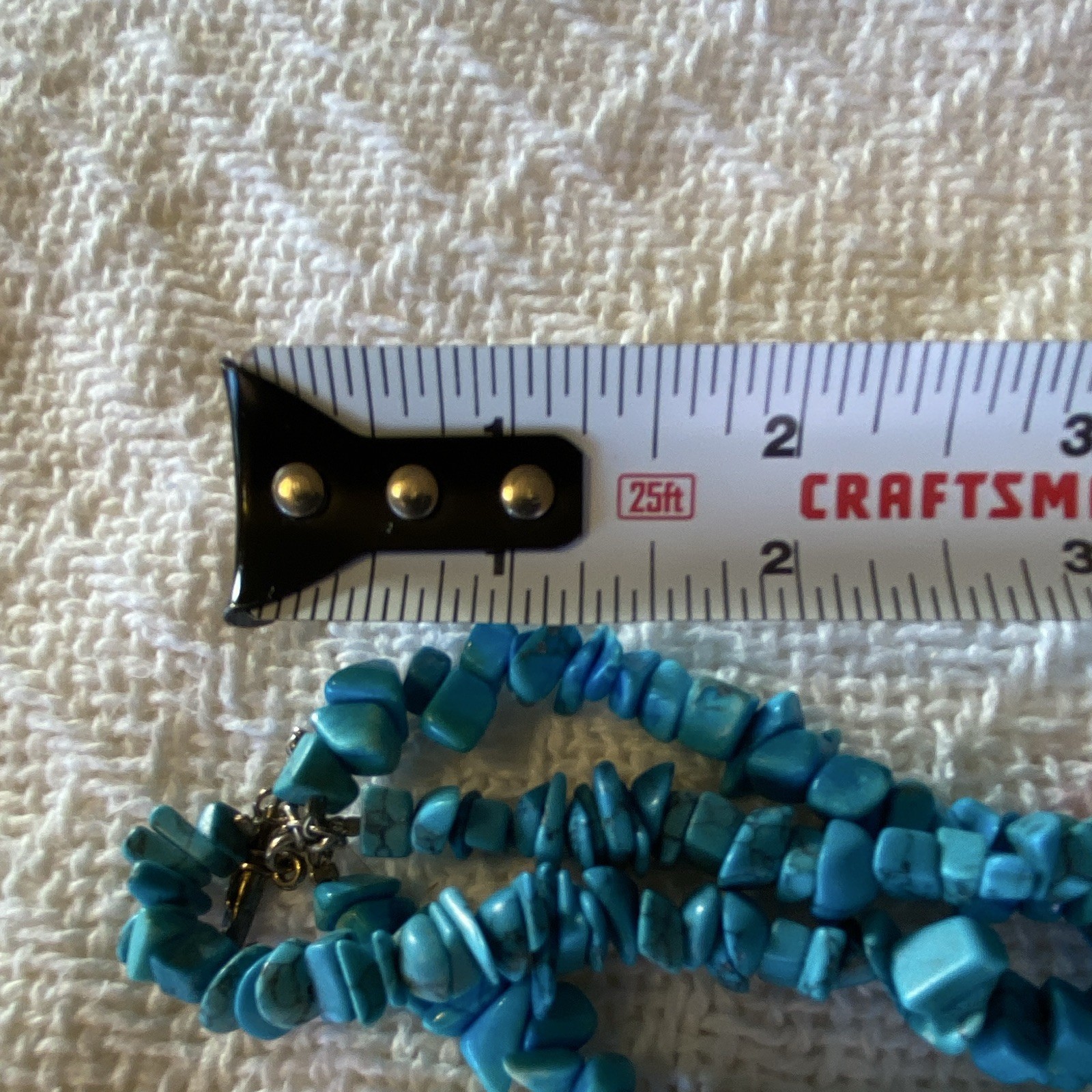 Blue Turquoise Chip Multi-Strand Beaded Statement Necklace Toggle Closure 16″