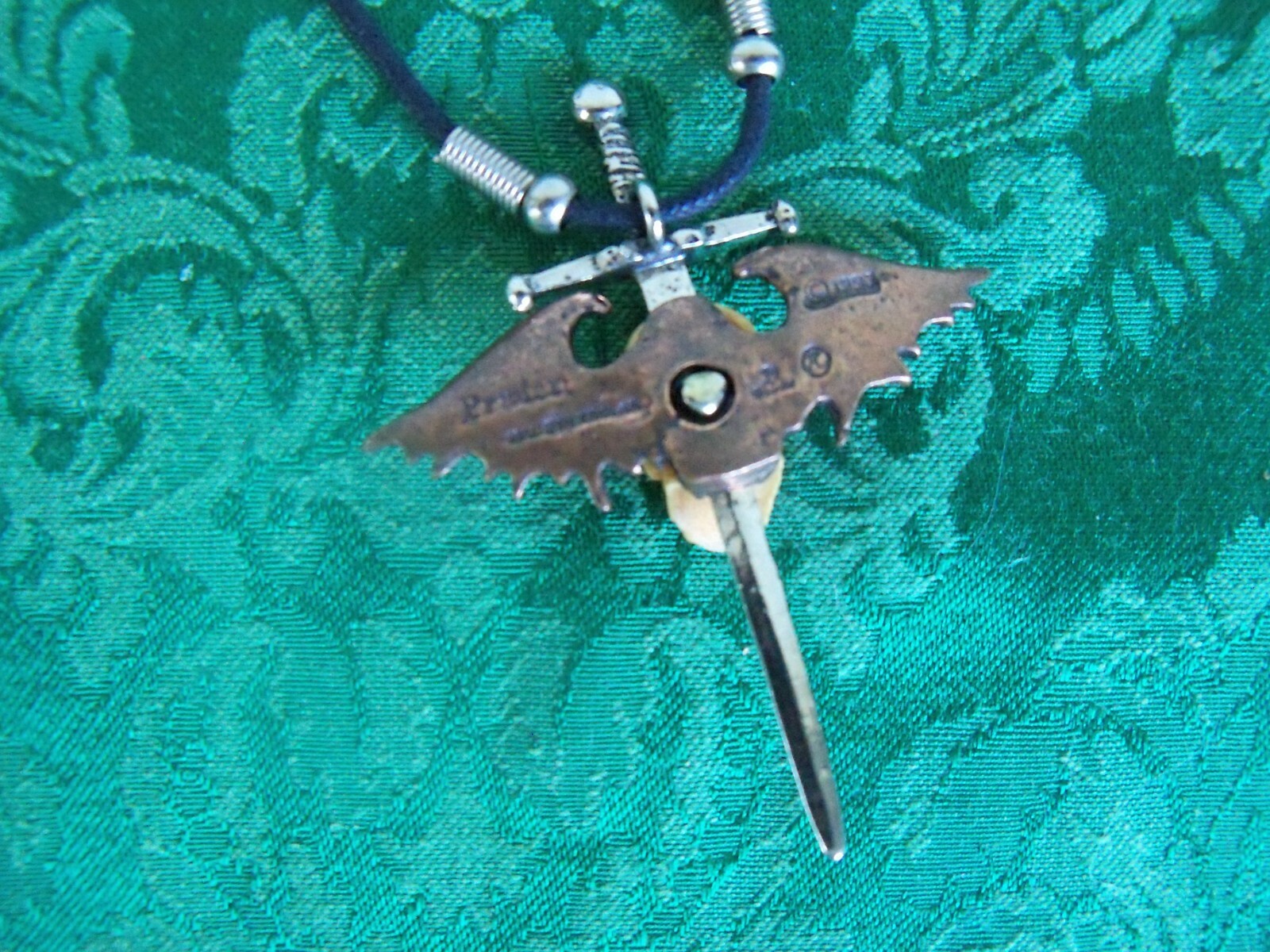 Goth Style Necklaces & Keychain Winded Skulls Sword & Snake Dagger Lot of Three