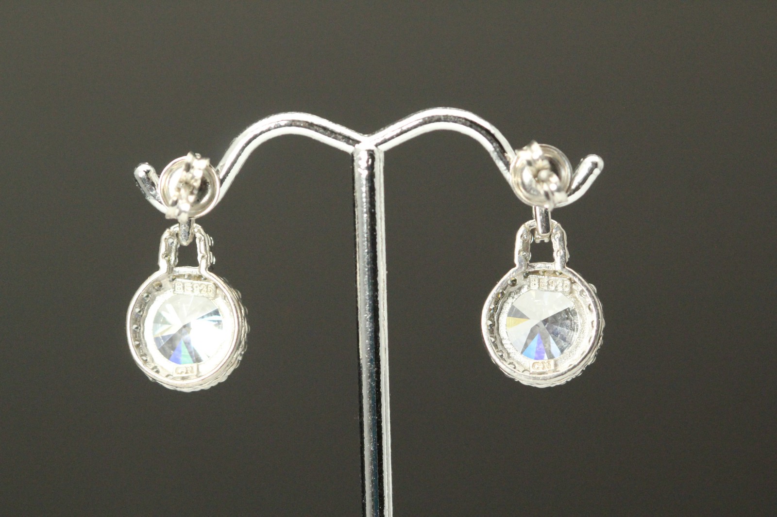 925 Sterling Silver Cubic Zirconia Halo Post Earrings 5.6 Grams (EAR5847)