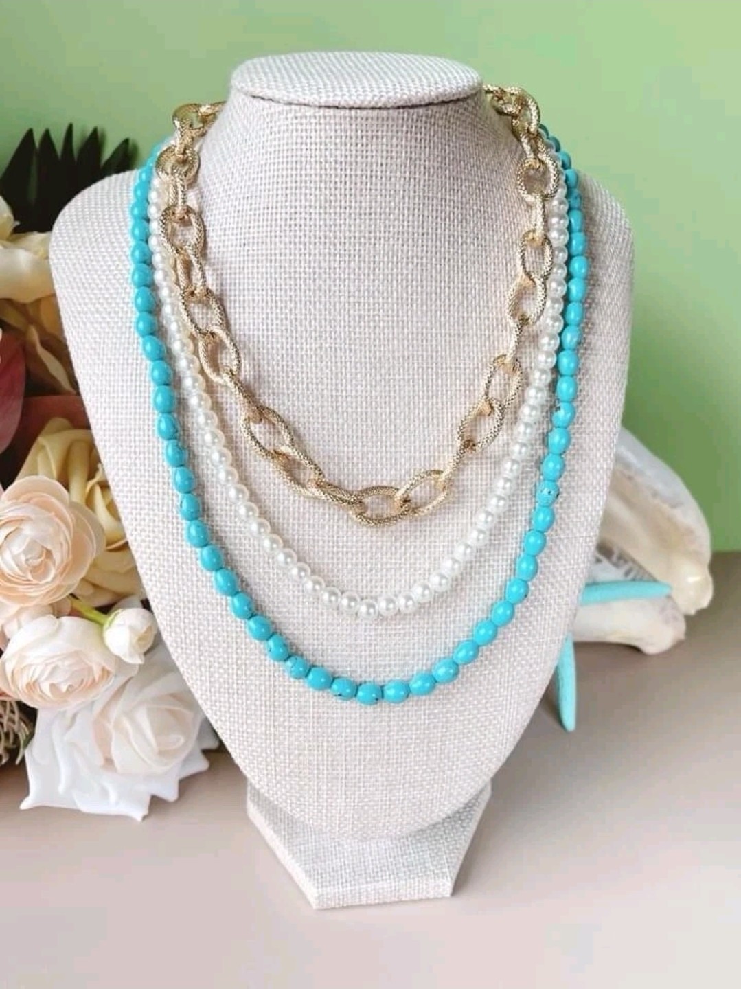 NWT Park Lane Caribbean Necklace Turquoise 3 In 1 Limited edition Sold out Blue