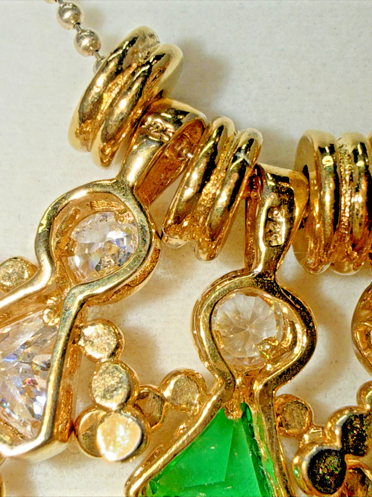 Vintage Italian 925 Sterling Silver Gold Vermeil Family Birthstone Necklace