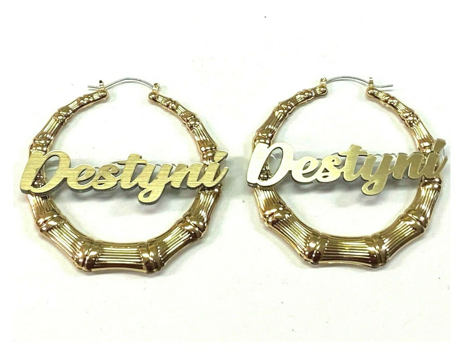 Bamboo Earrings Name Plate Personalized 1.5 2.5 3.5″ Size Choice Custom LaserCut