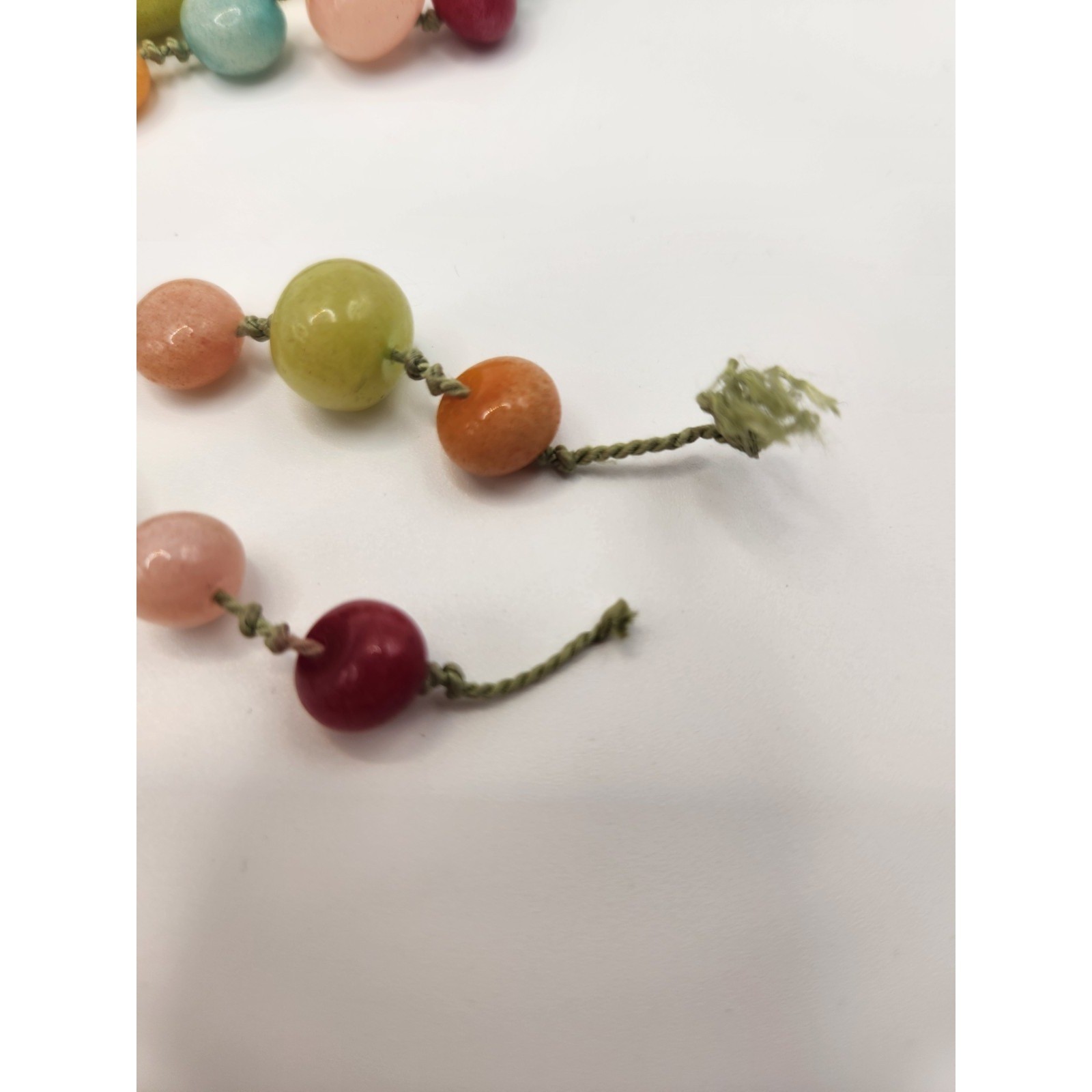 Multicolor Semi Precious Stone Hand Knotted Bead Necklace 36 Inch Broken Repair