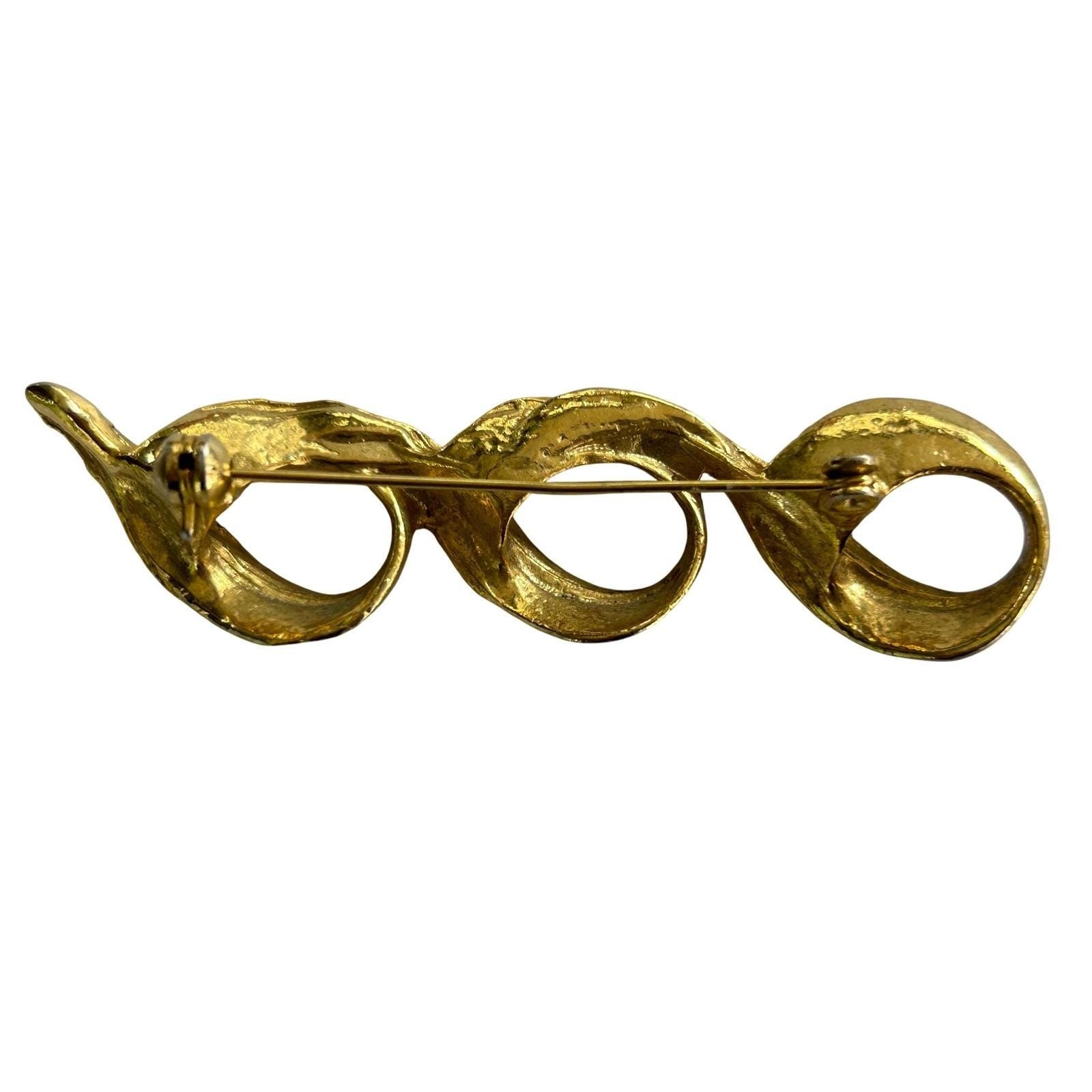 Vintage Brushed And Smooth Gold Tone Brooch By Allison Reed Company