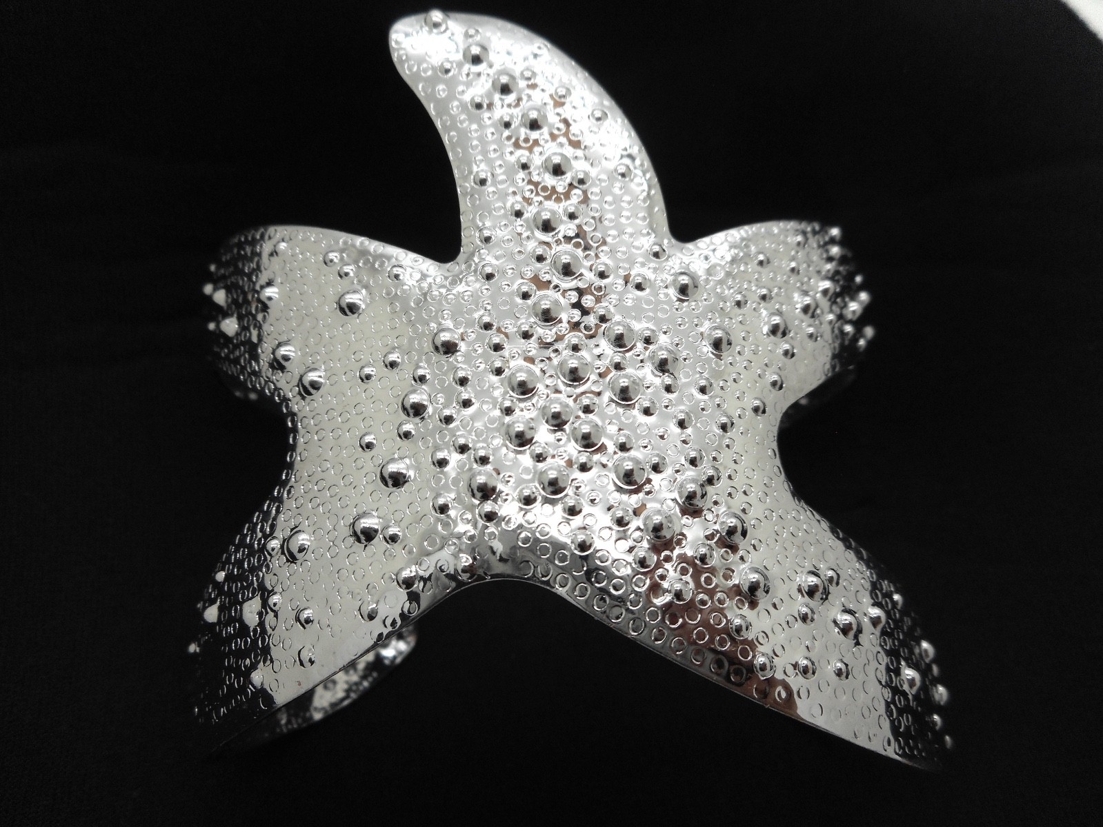 Textured Starfish Cuff Bracelet Whimsical Silver Plated NEW
