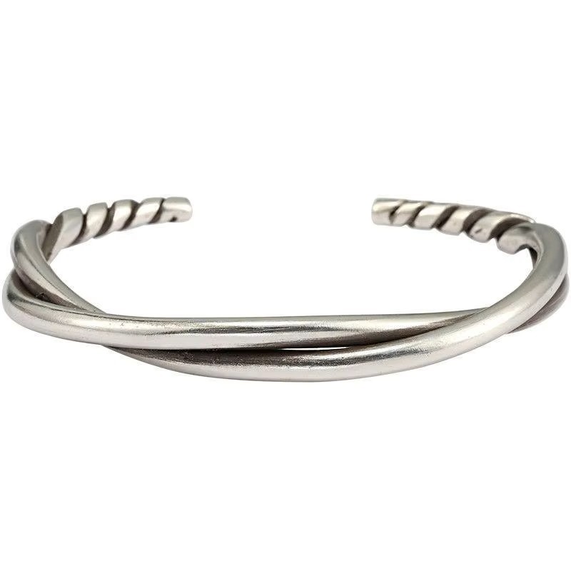 1 ANTIQUE SILVER COLOR TWISTED TOTEM CUFF BRACELET VINTAGE LOOK JEWELRY FOR MEN