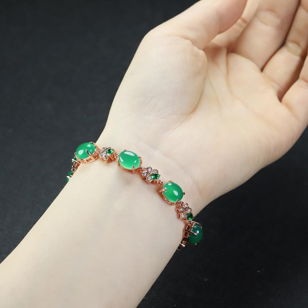 Girl Grandma Mothers Lady Women Green Jade Beads Bracelet Jewelry Gift Box DD304