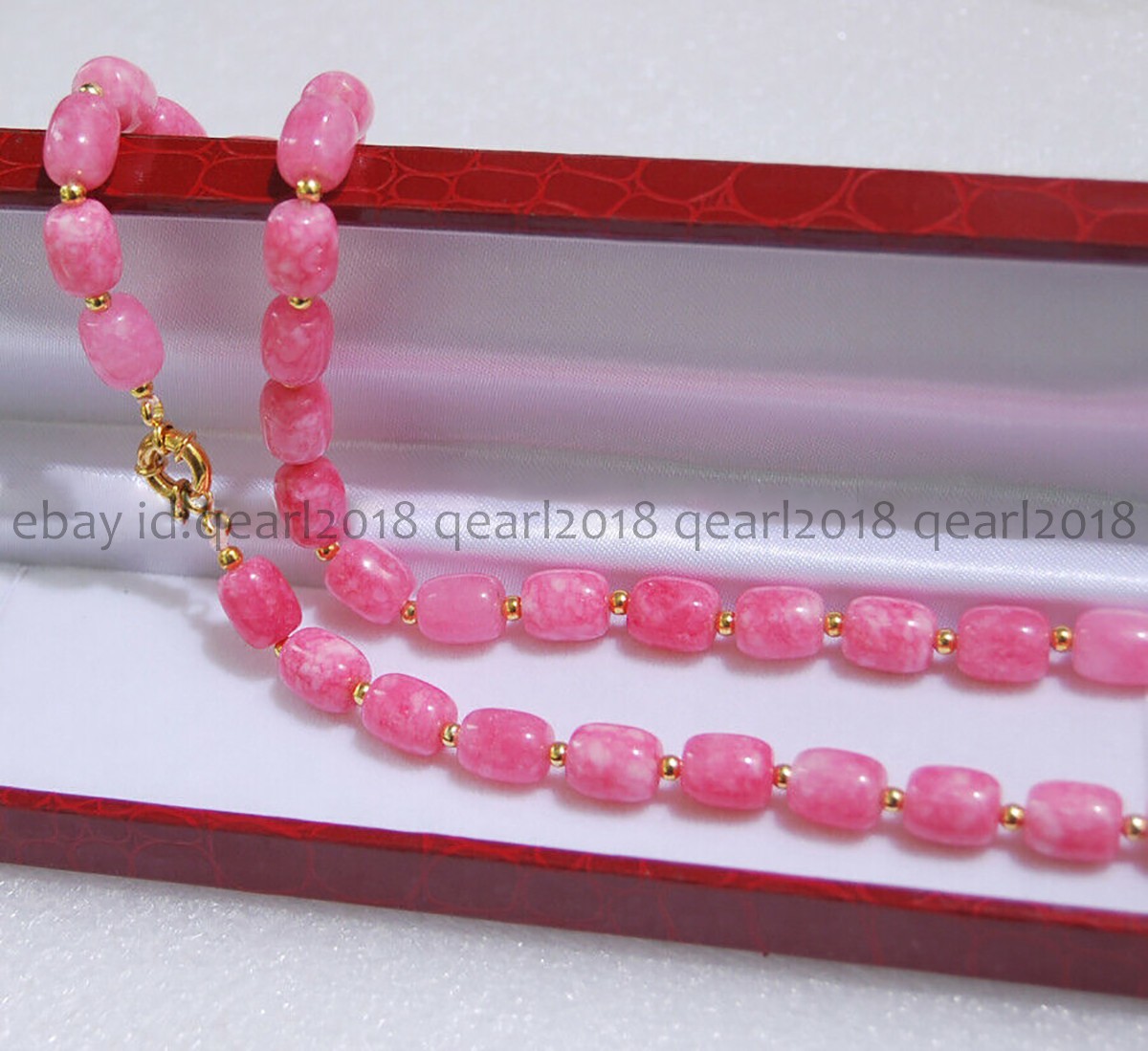 Natural 10x14mm Red Gems in Zoisite Rice shaped Barrel Beads Necklace 14-36”