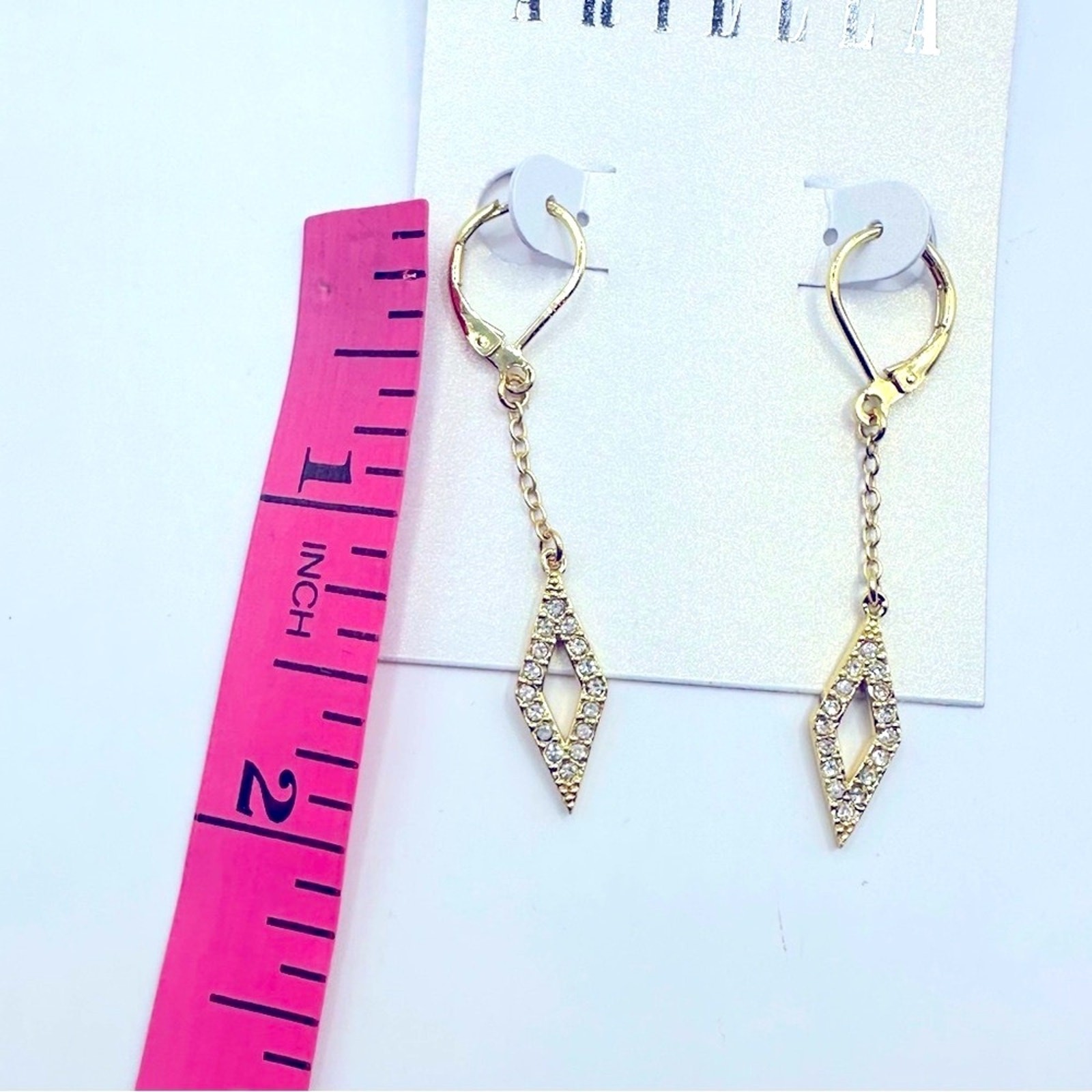 Ariella golden open pave drop earrings NWT Dangle Pierced New Gorgeous Modern