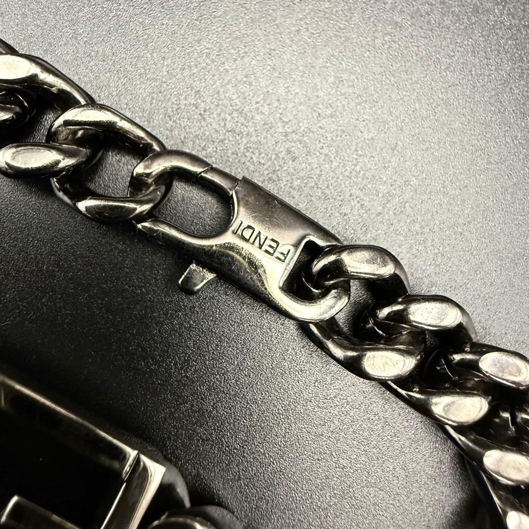 FENDI Bracelet Kihei Chain Baguette FF Logo Black Italy Authentic From Japan