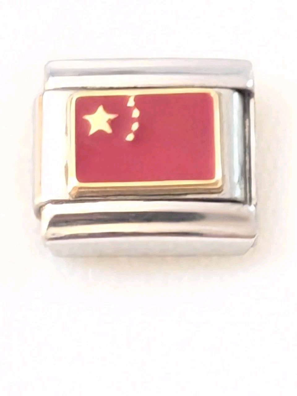Authentic Manuel Zed Italian 9mm China Chinese Flag Charm B121
