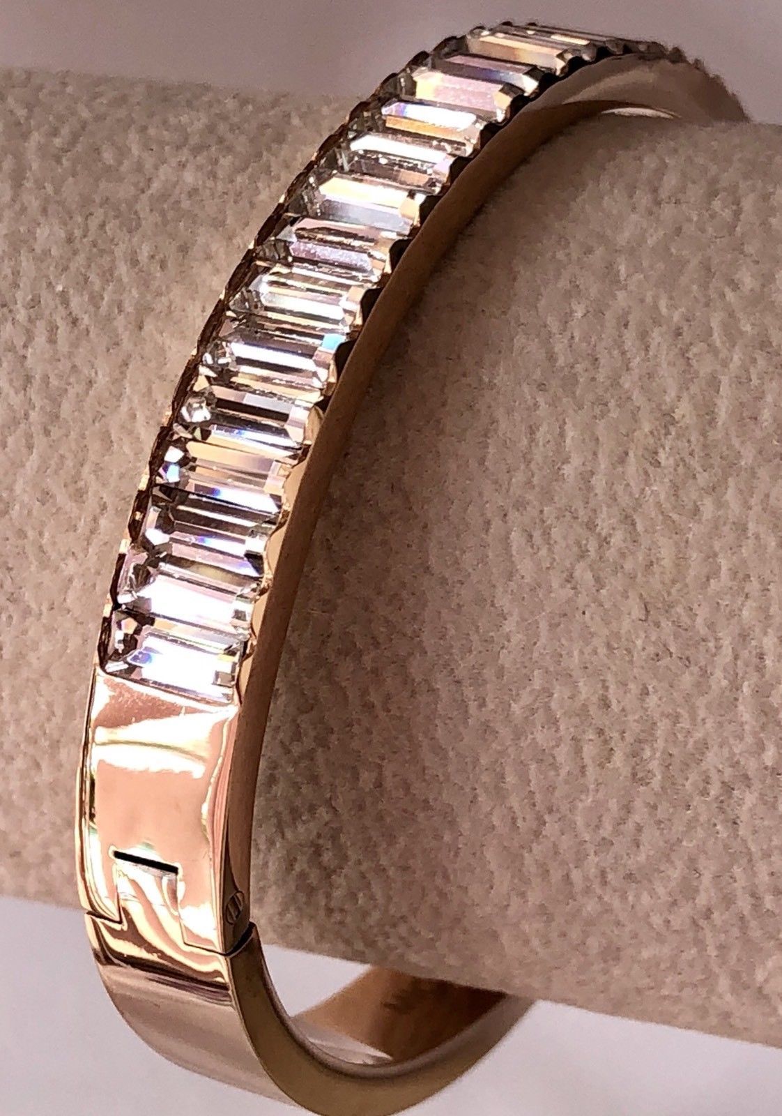 MICHAEL KORS MKJ5919791 Rose Gold Baguette Crystals Bangle Bracelet MKJ5919 New