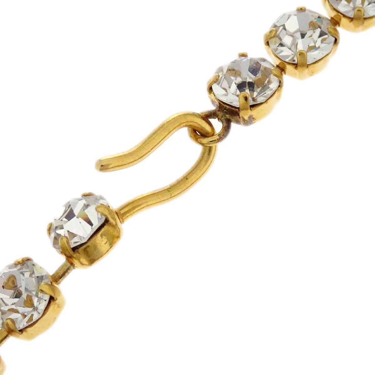 Chanel CC Chain Pendant Necklace Gold Rhinestone 96P 125558