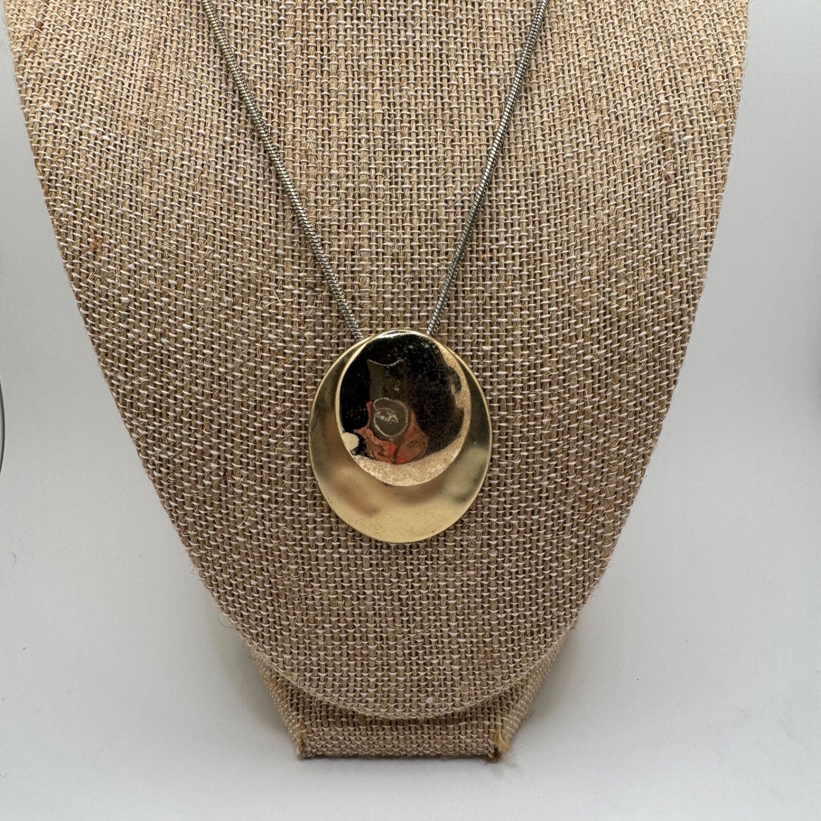 Bill Blass Double Solid Circle Pendent Necklace Gold Tone