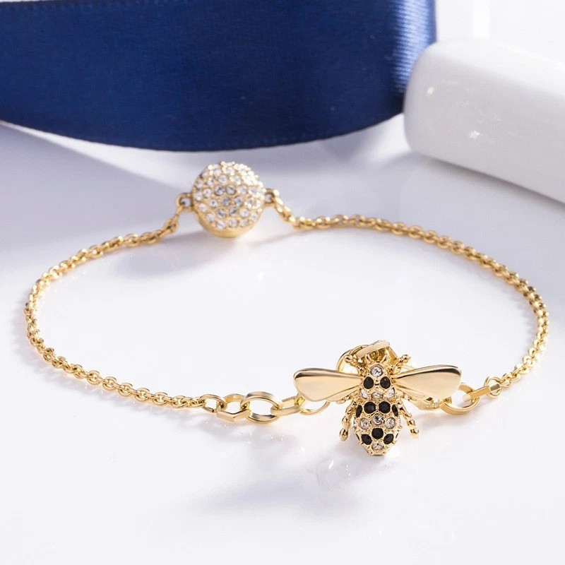 Swarovski crystal gold bee invisible magnetic clasp bracelet for women, element