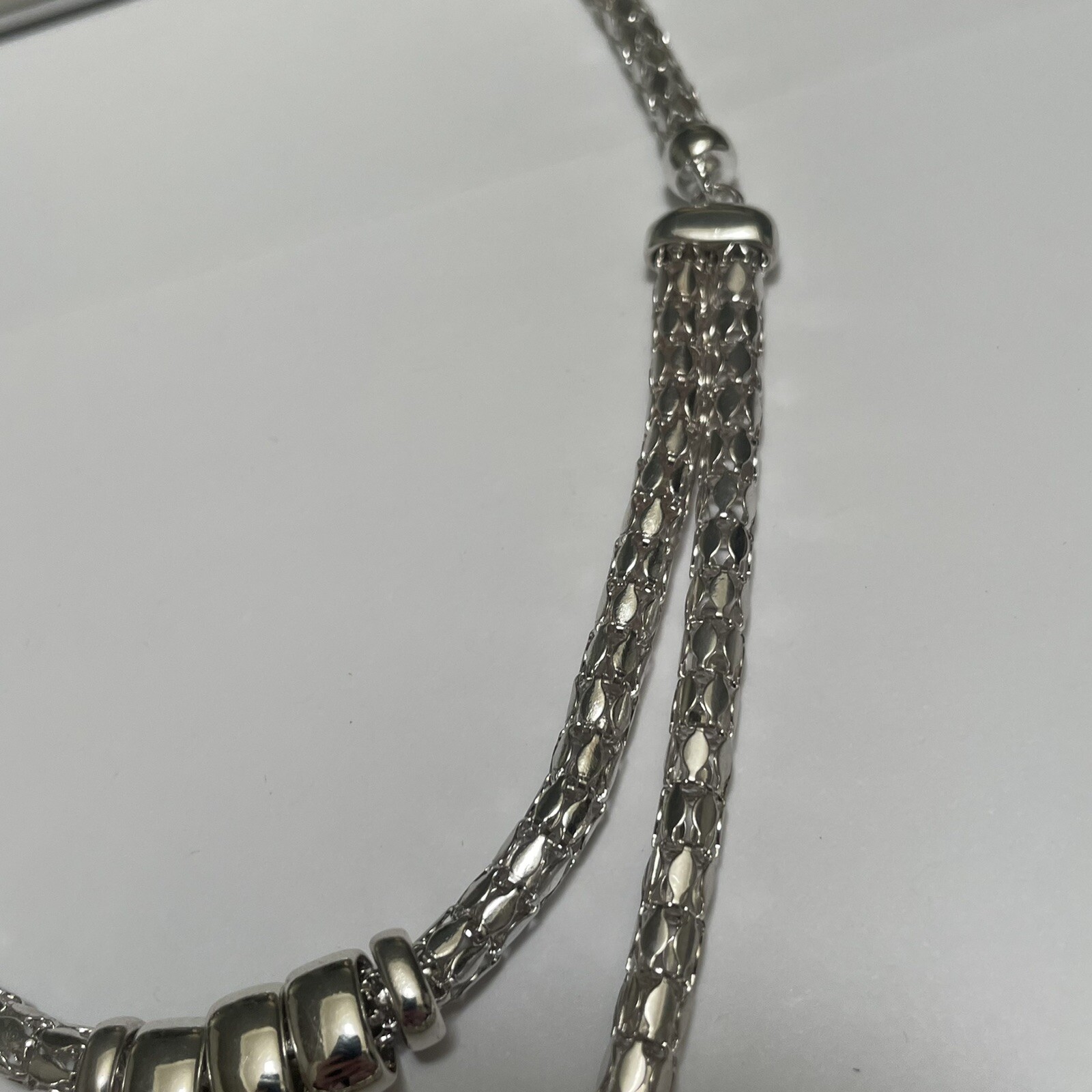 NWT $24 – Apt 9 Costume Necklace Silver Tone Metal Adjustable Length