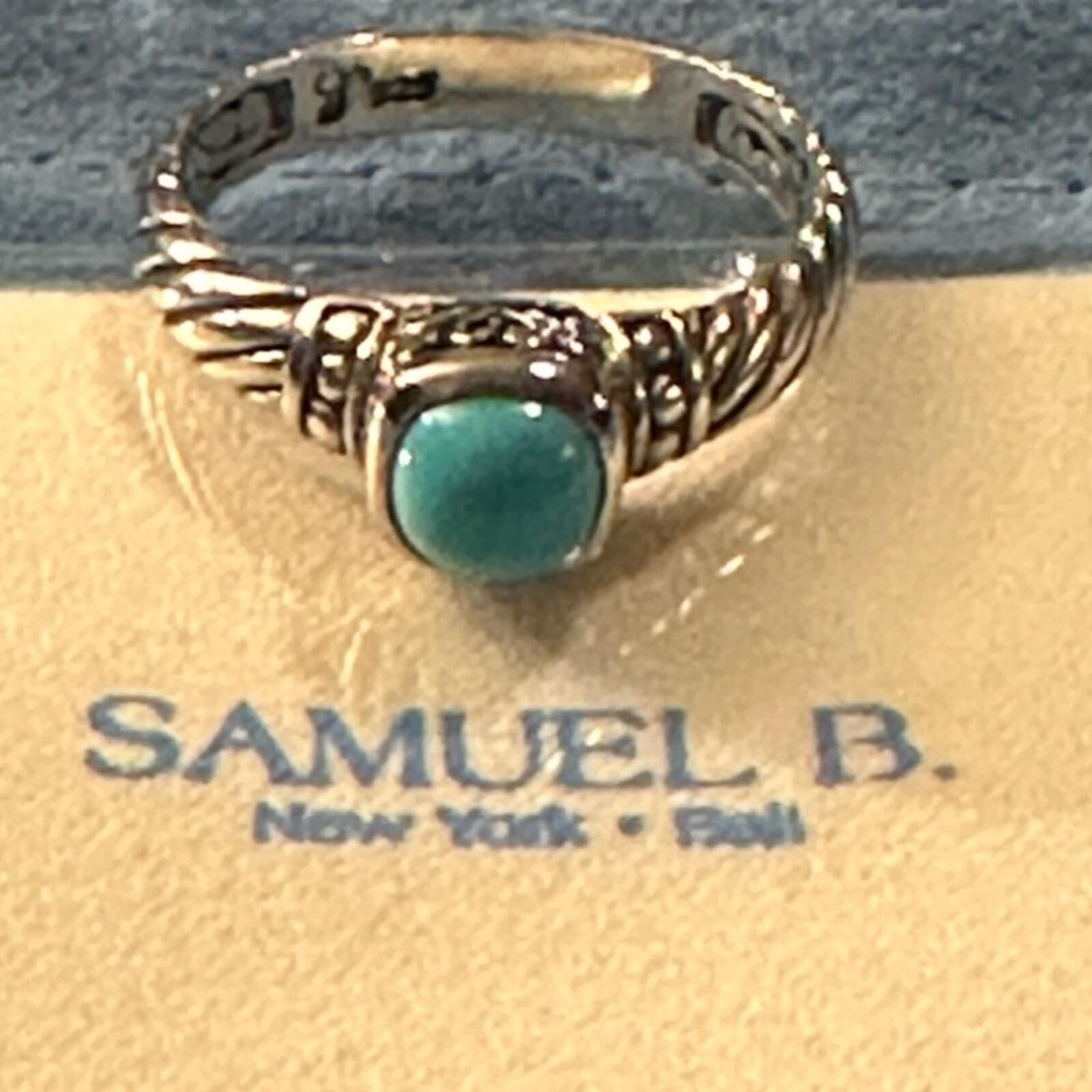 NWT Samuel B. Sterling Sleeping Beauty Turquoise cushion cut ring Size 9