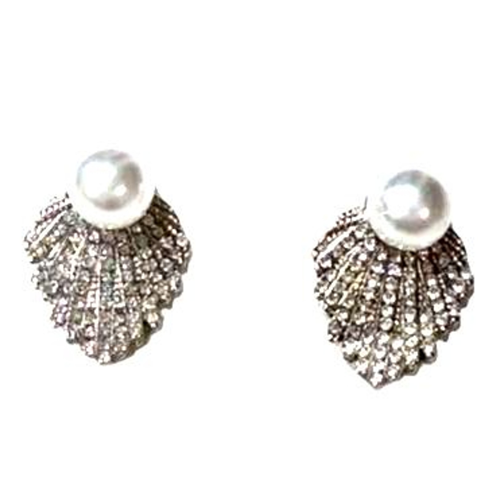 Elegant Faux Pearl & Rhinestone Statement Glam Drop Earrings