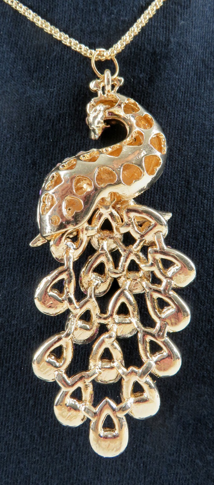 NWT-Betsey Johnson Multi-Color Purple Crystal Peacock Pendant Goldtone Necklace
