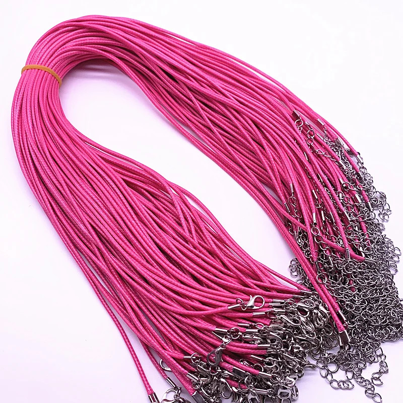 Leather Cord Necklace 2mm Wax Rope Chain Lobster Clasp 45cm Jewelry 5PCS