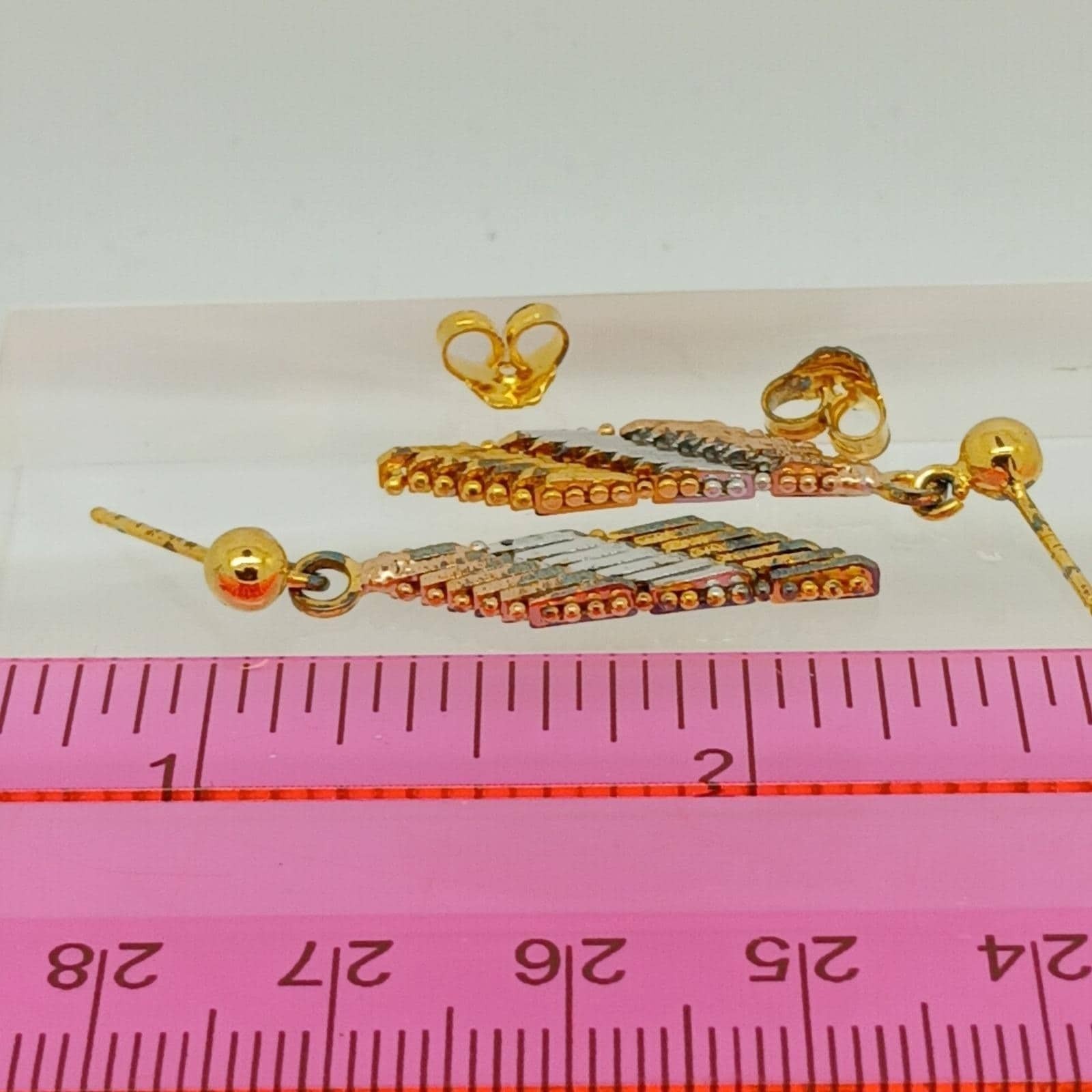 Tri-Color Gold Vermeil Sterling Silver Diamond Cut Dangle Ball Stud Earrings New