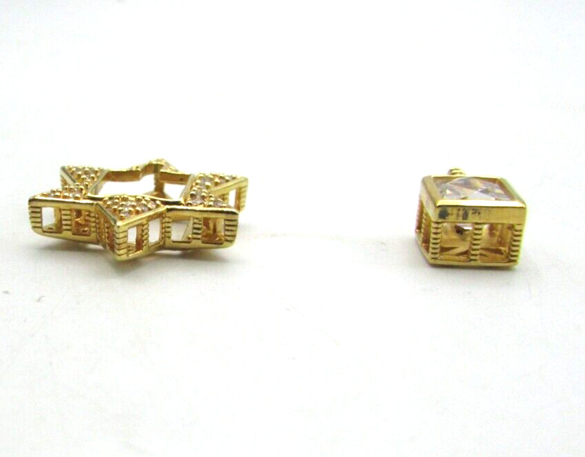 GOLD OVER STERLING 925 CZ STAR OF DAVID AND CUBE .75″ PENDANT LOT OF 2 NWOT JB13