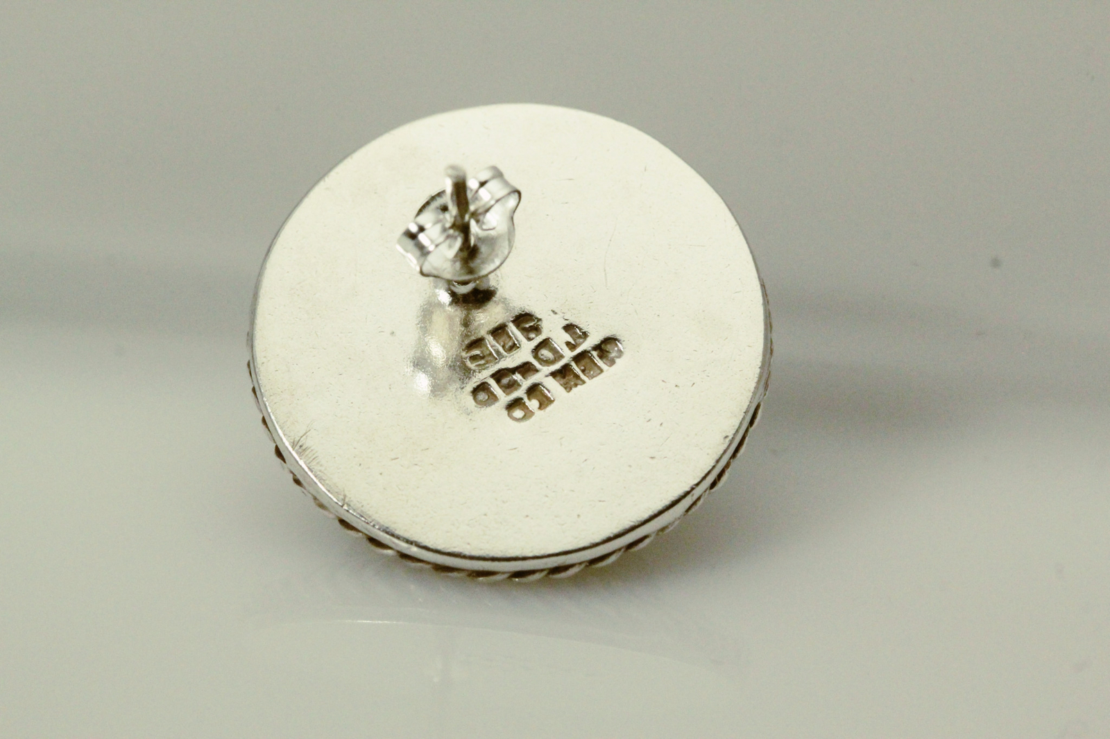 Round Puffy 925 Sterling Silver Mexico Post Earrings 13.3 grams (EAR5598)