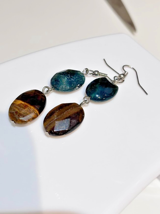 Palm Beach Jewelry Genuine Tiger’s Eye Jasper Teardrop Pendant Necklace Earrings