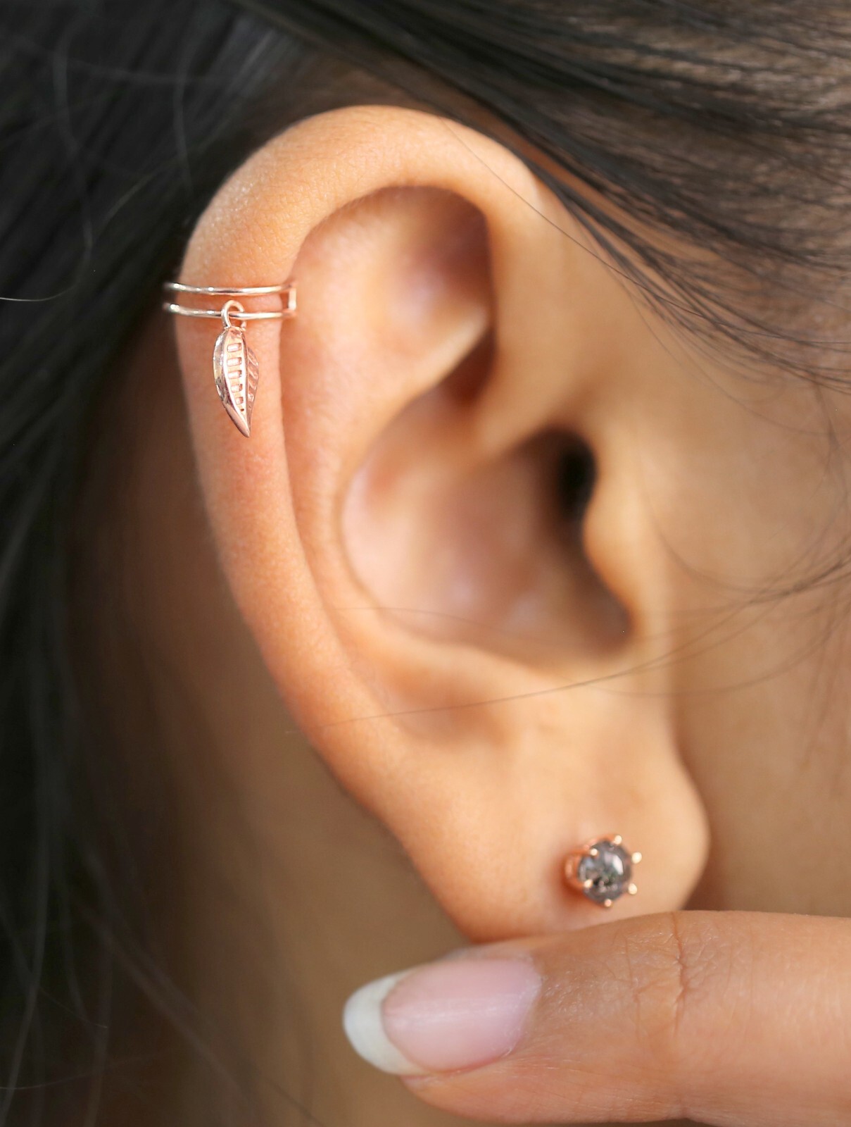 Plain Gold 14K Rose White Yellow Gold Engagement Wedding Gift Ear Cuff KD1068