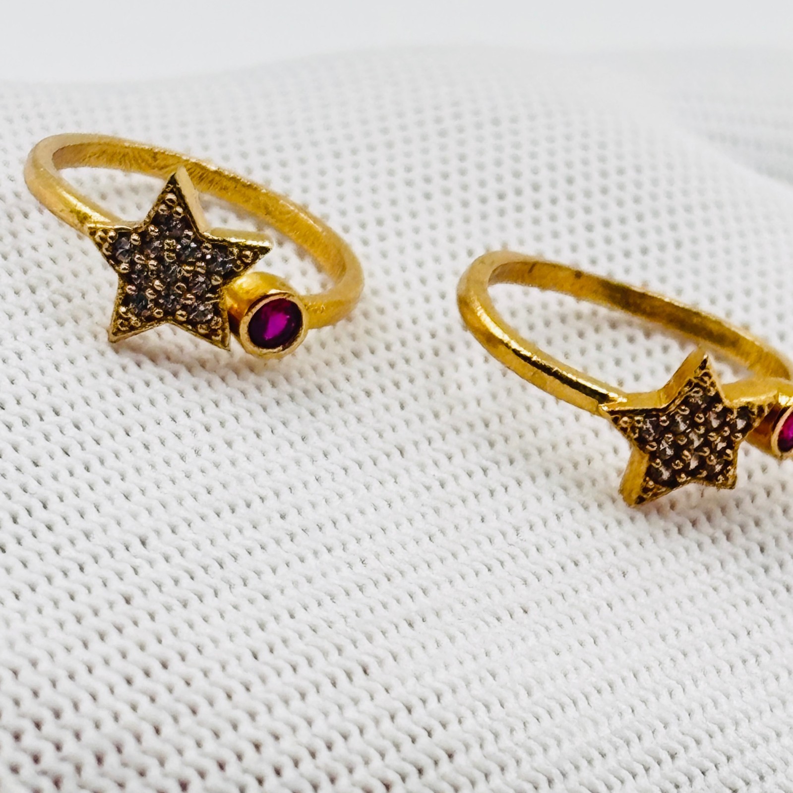 Star Adjustable Toe Ring Gold Plated Artificial Stone Open Band Foot Jewelry