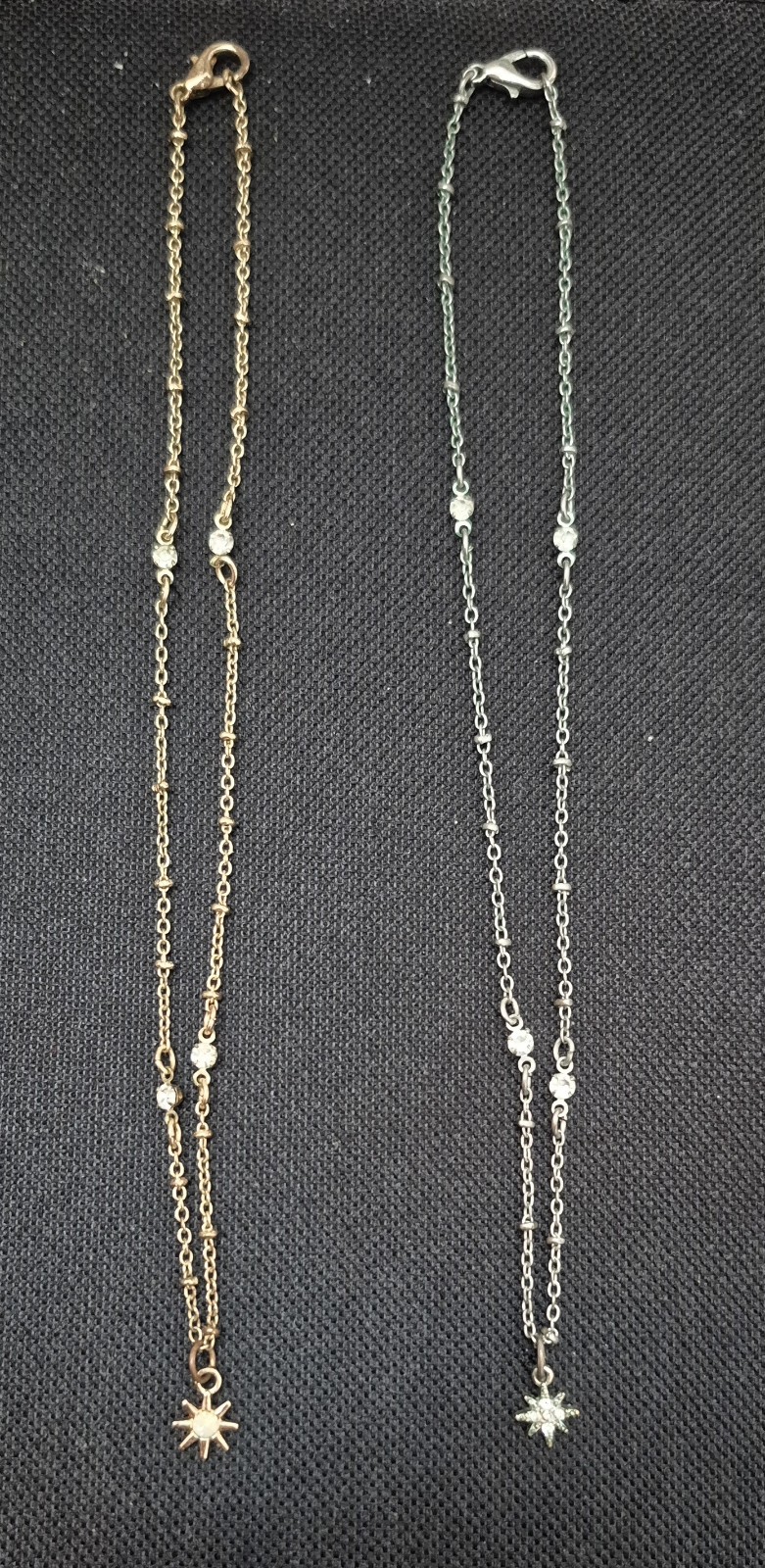 Sun + Star Pendant Cable Chain Matching Choker Set 2pc Gold and Silver