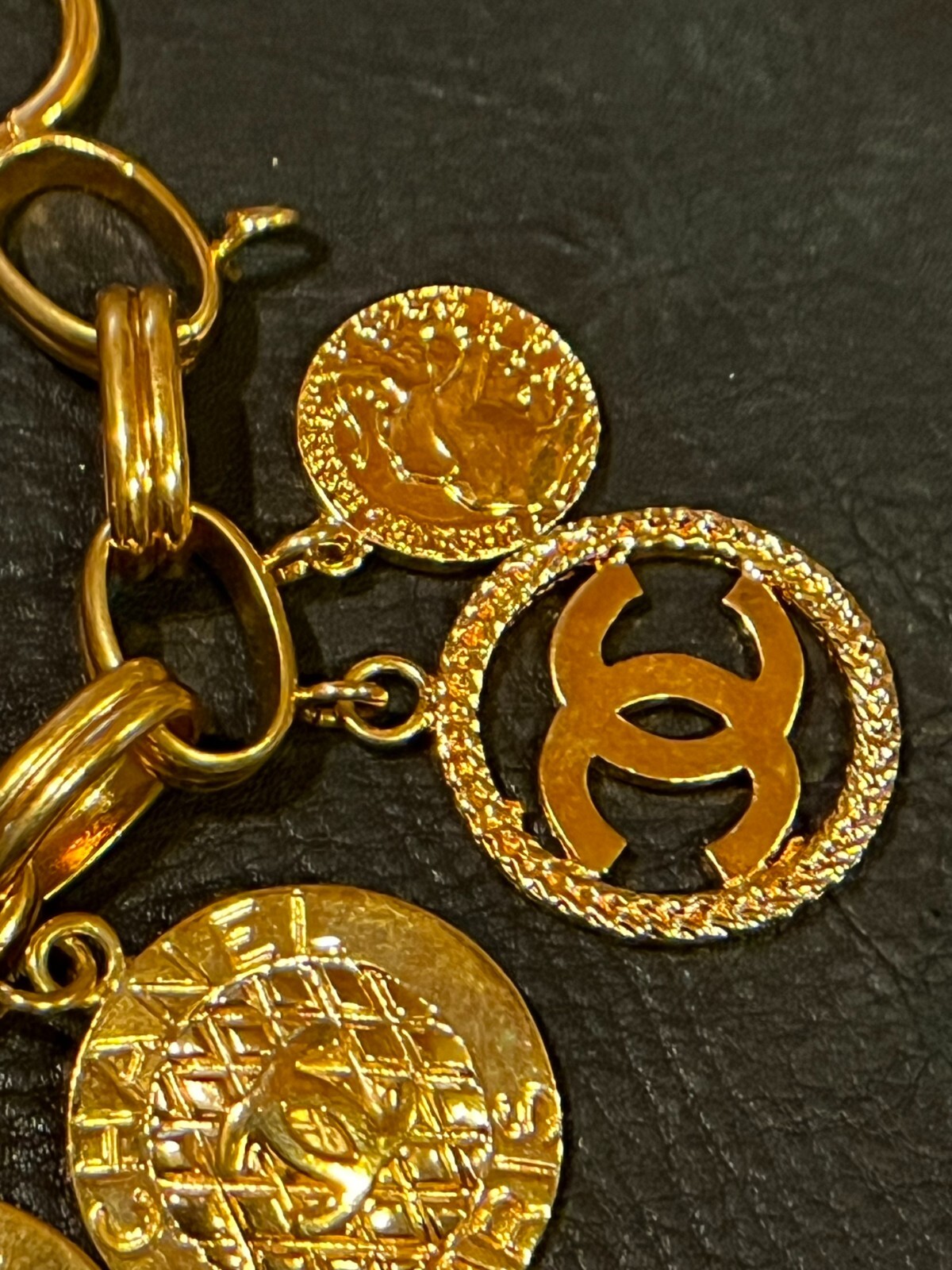 CHANEL Bracelet Bangle AUTH Coco Mark chain Logo Vintage Rare GOLD Icon 93A F/S