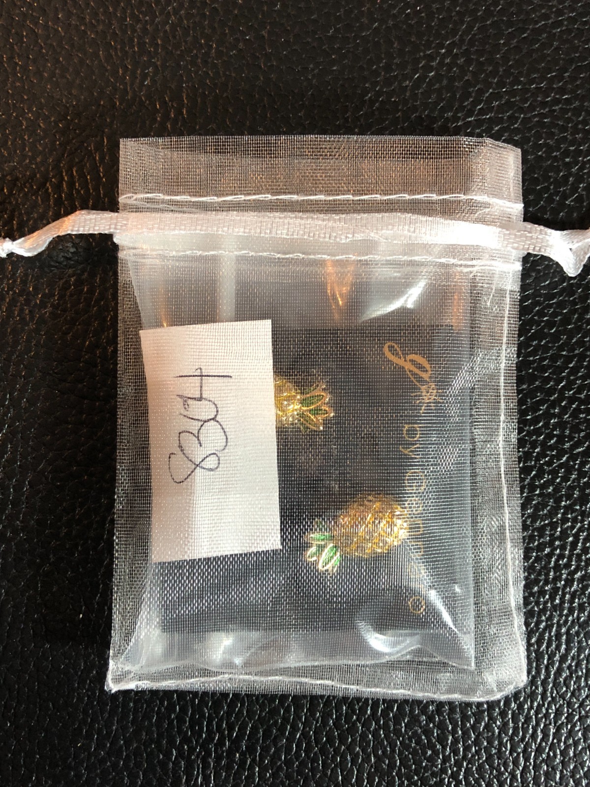 Gold Tone PINEAPPLE Stud Earrings Yellow Green Enamel Tropical Summer NWT 8304