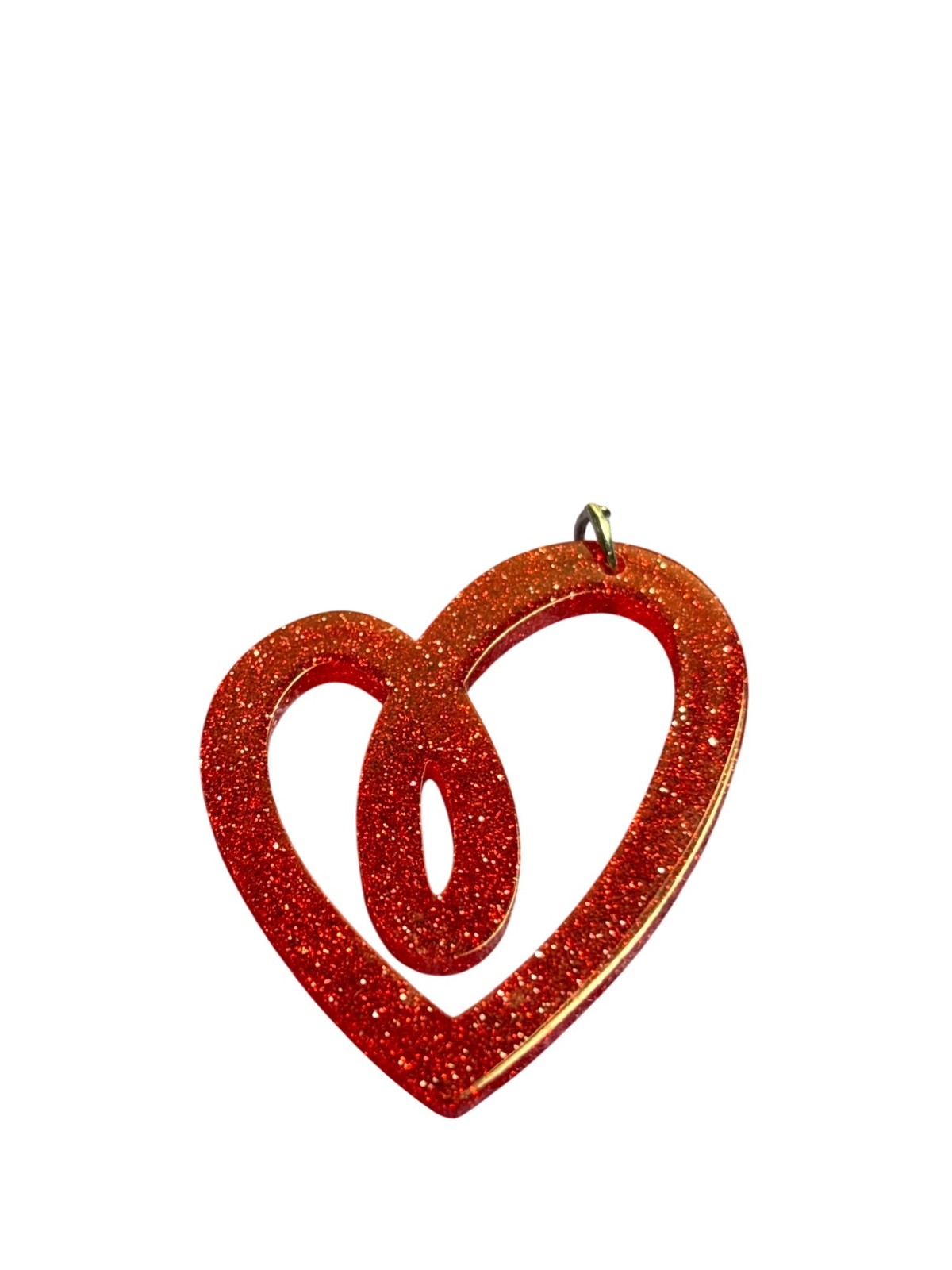 Red Glitter Acrylic Heart Pendant Charm 1.5 inches