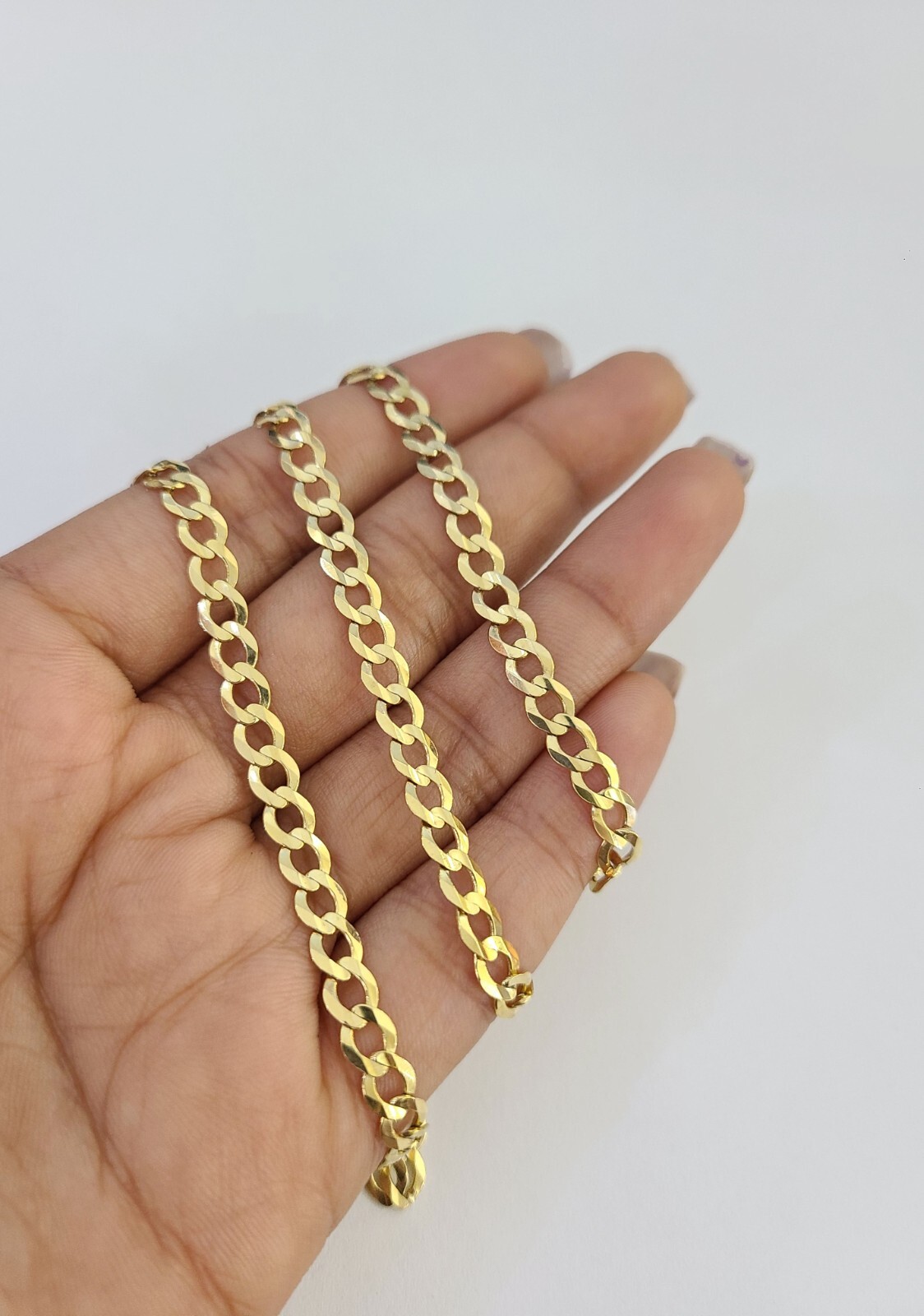 Solid 10k Gold Chain 22 Inch Necklace Cuban Curb Link 5mm REAL 10KT