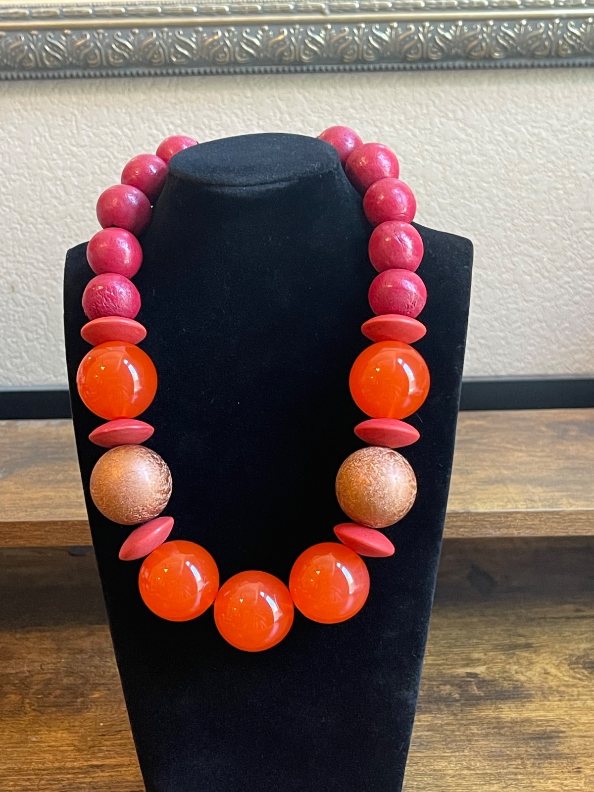 Lenora Dame Dam Big Beads Necklace NWT Chunky Lucite Wood Colorful Statement