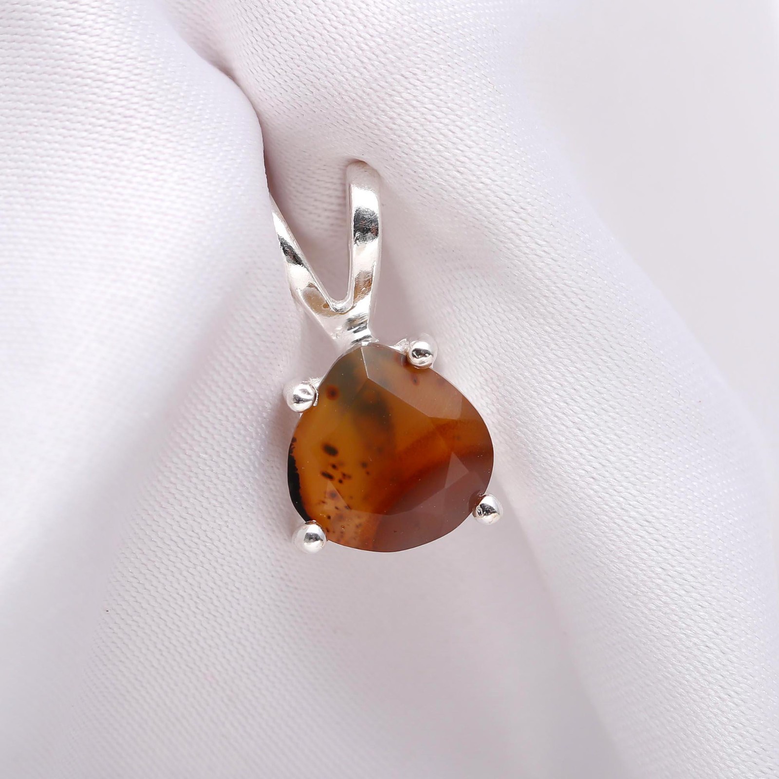Natural Montana Agate Pear Pendant 925Sterling Silver Minimalist Jewelry For Her