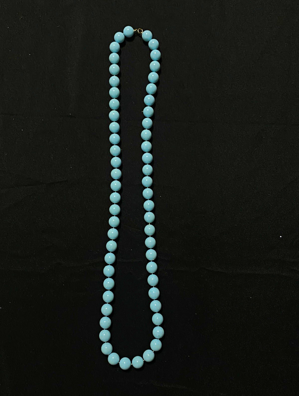 Light Blue Round Plastic Beaded Strand Necklace, Ball/Bead Chain, No Clasp