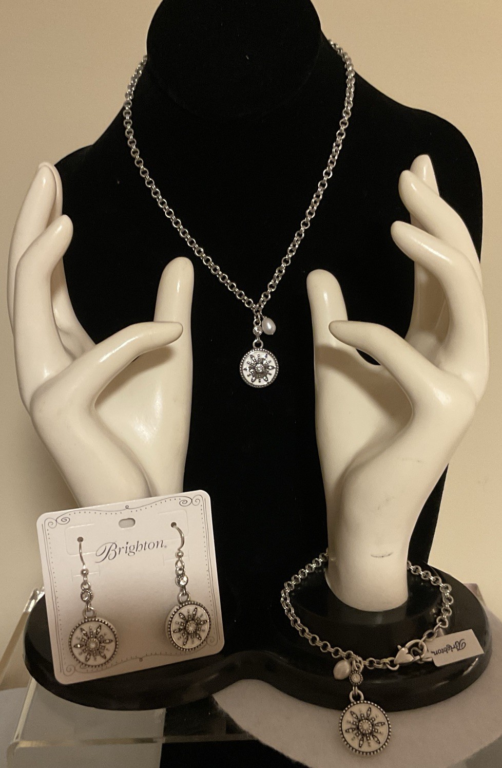 STRIKING NWT BRIGHTON NEVE SNOWFLAKE NECKLACE BRACELET EARRINGS SET RP:$214
