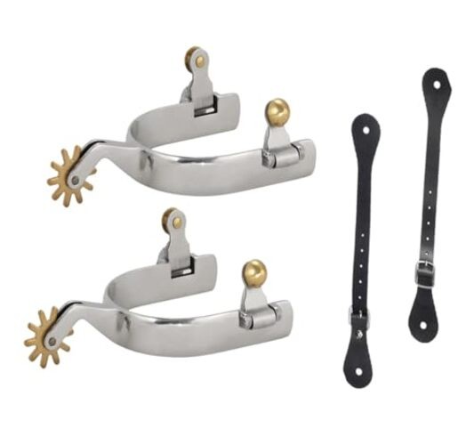 Western Spurs | Stainless Steel Spurs with Copper Rowel & Rotating Gear | 6