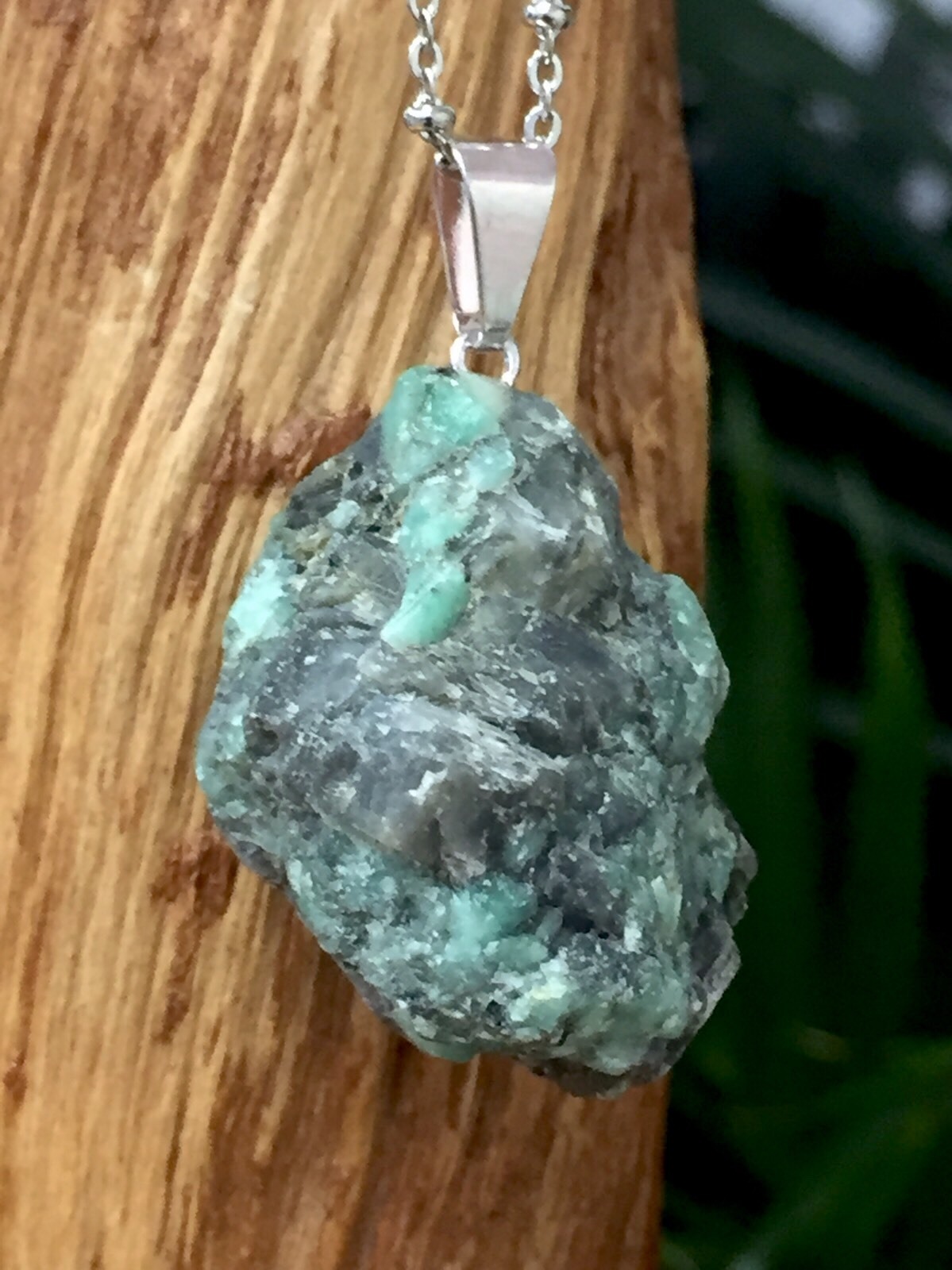 Rough Emerald Pendant Emerald Crystal Quartz Gemstone Specimen Reiki Chakra.