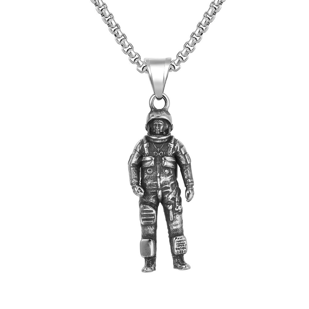 Mens Stainless Steel NASA Space Spaceman Astronaut Pendant Necklace Men
