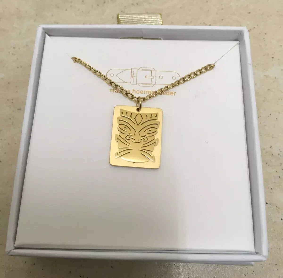 Purelei Mask Necklace Gold Plated 18K Adjustable 50-55cm Gift Box BNWT €39.90