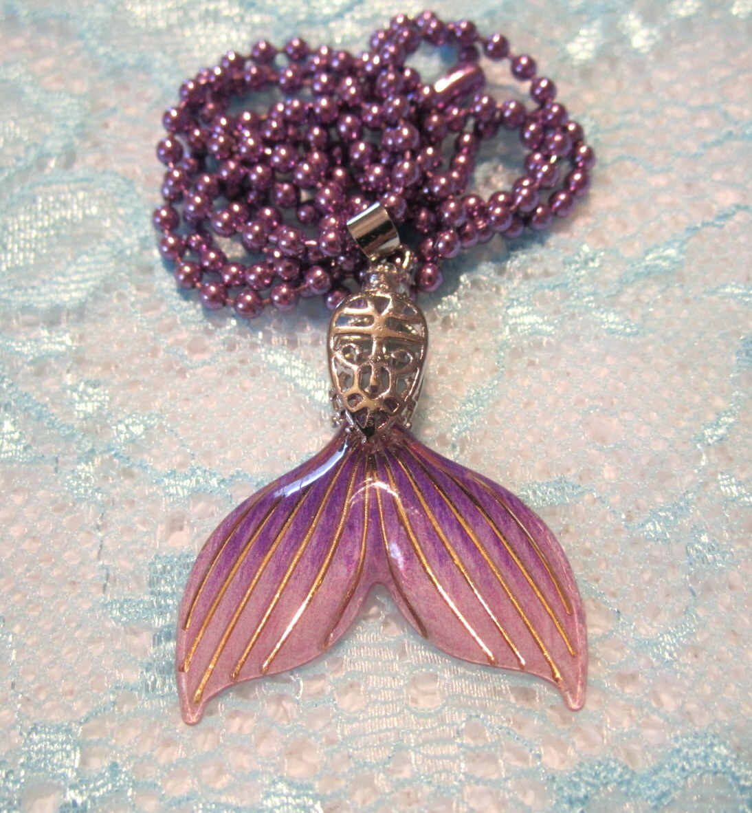 Purple Mermaid Tail Necklace – Purple Chain