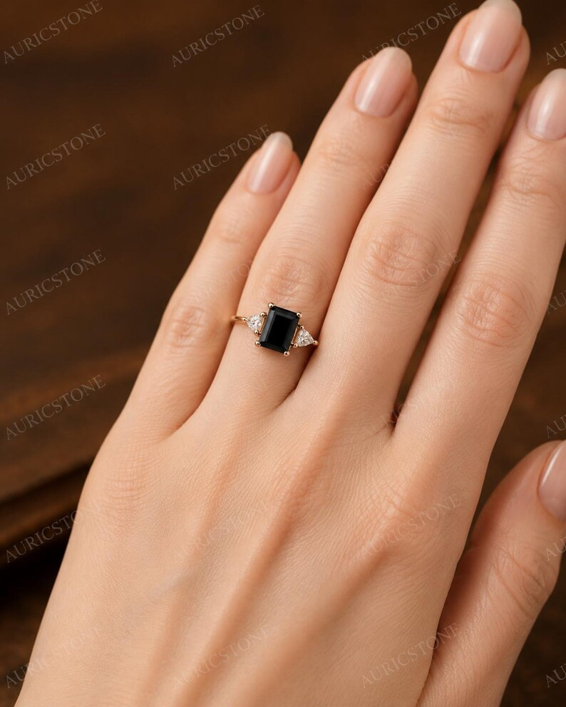 Lab Created Black Hakik Ring, Base Metal: Brass Finish: Gold Plated