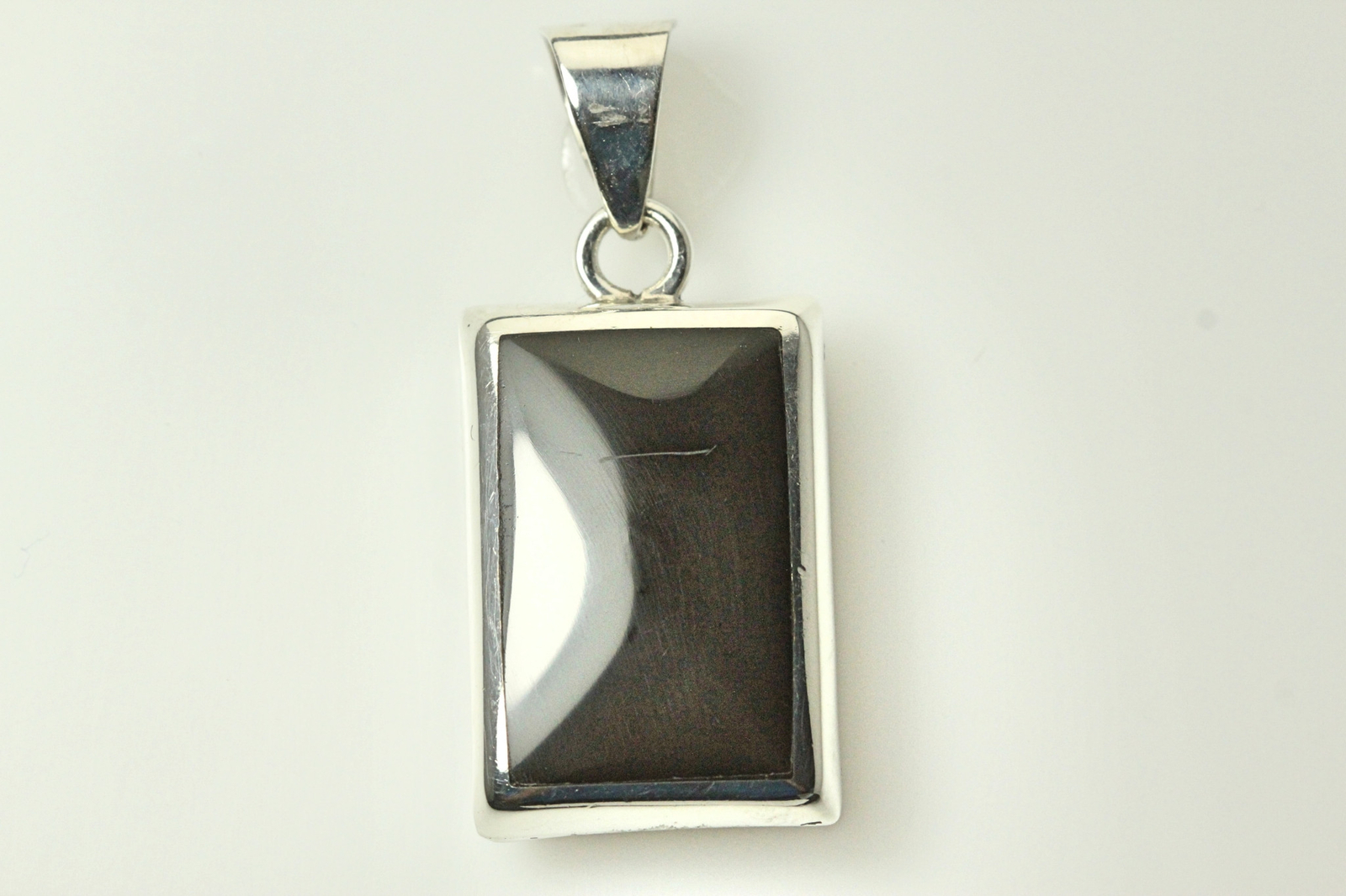 950 Sterling Silver Black & Red Rectangle Pendant -10.2 Grams (PEN6985)