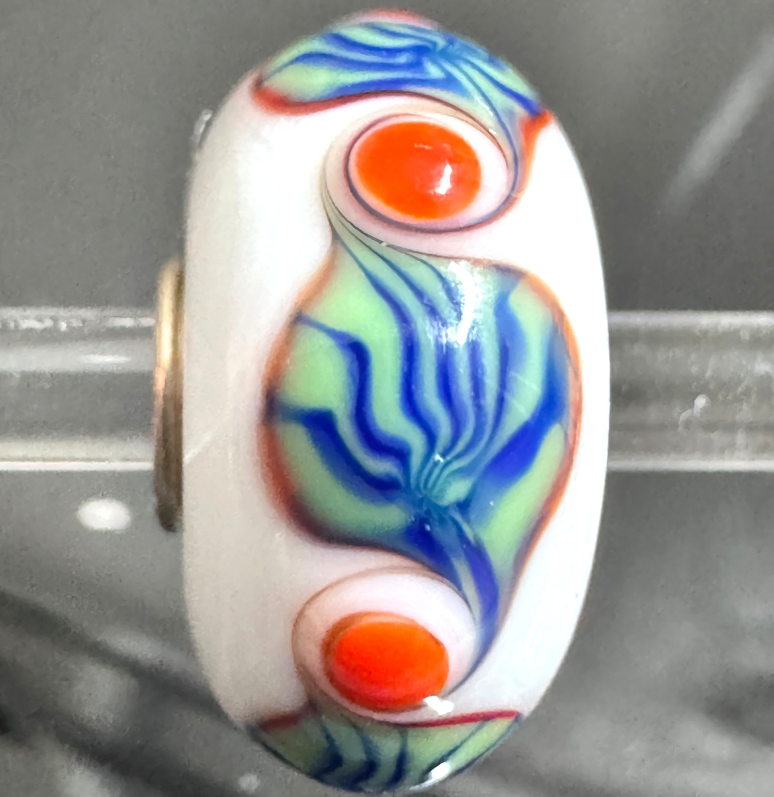TROLLBEADS OOAK Beautiful UniqueOpaque white base bead