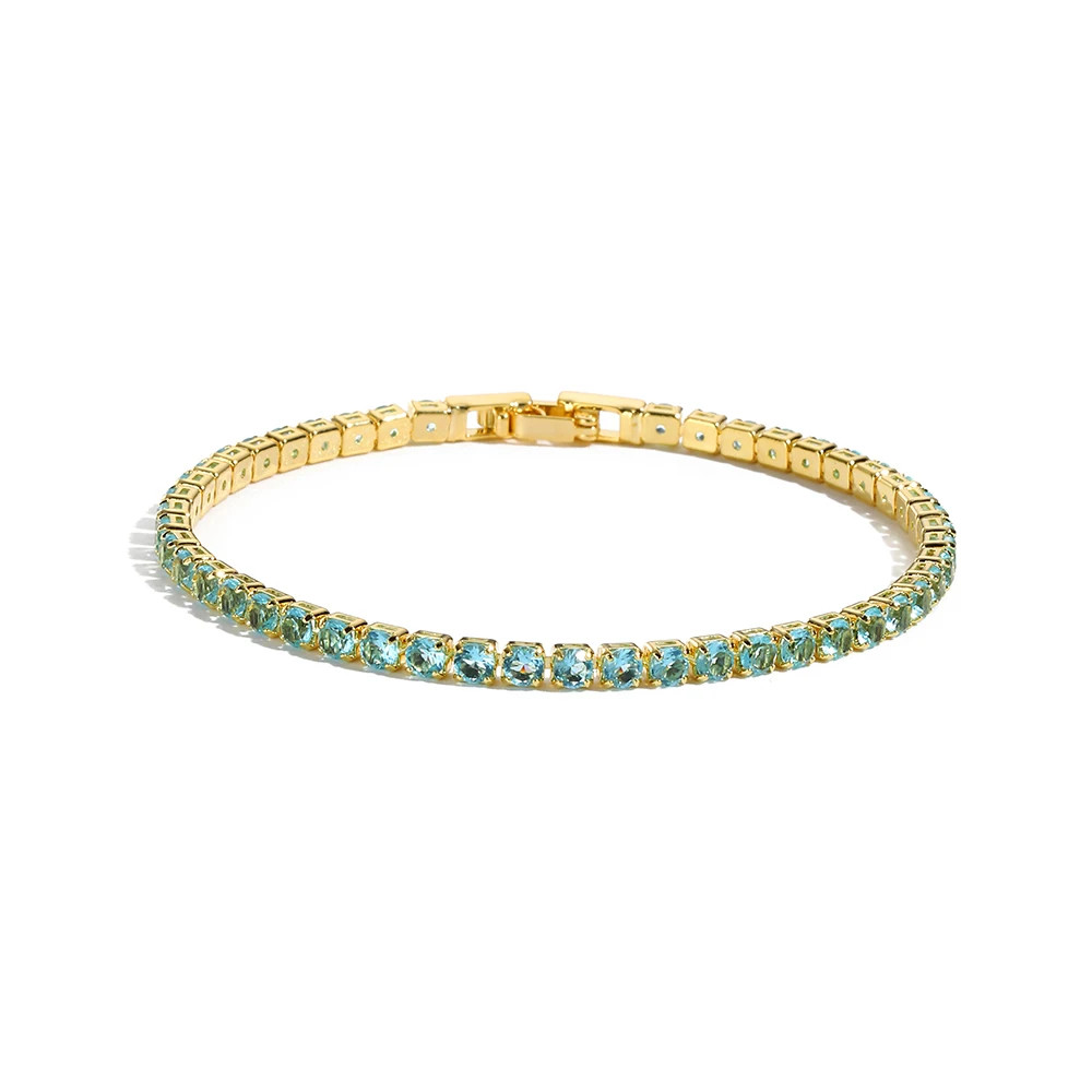 Colorful Crystal Tennis Bracelet for Women Waterproof Multicolor 3MM CZ Wedding